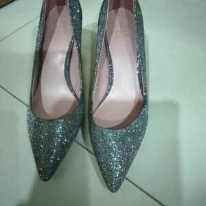 Dazzling Silver Glitter Heels by Red Red Red